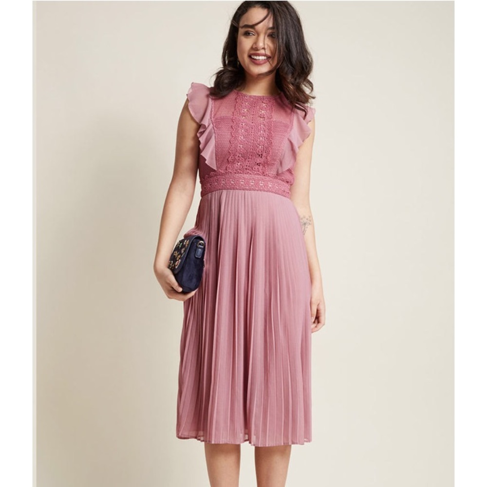 ModCloth Ruffled Florence Midi Dress Dusty Rose XL